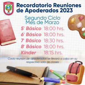 Read more about the article Recordatorio Reuniones de Apoderados 2do Ciclo y Kínder